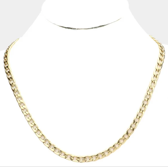 Simple Gold Metal Curb Link Necklace Chain 20 Inch Mens Woman Unisex Jewelry - Picture 8 of 8